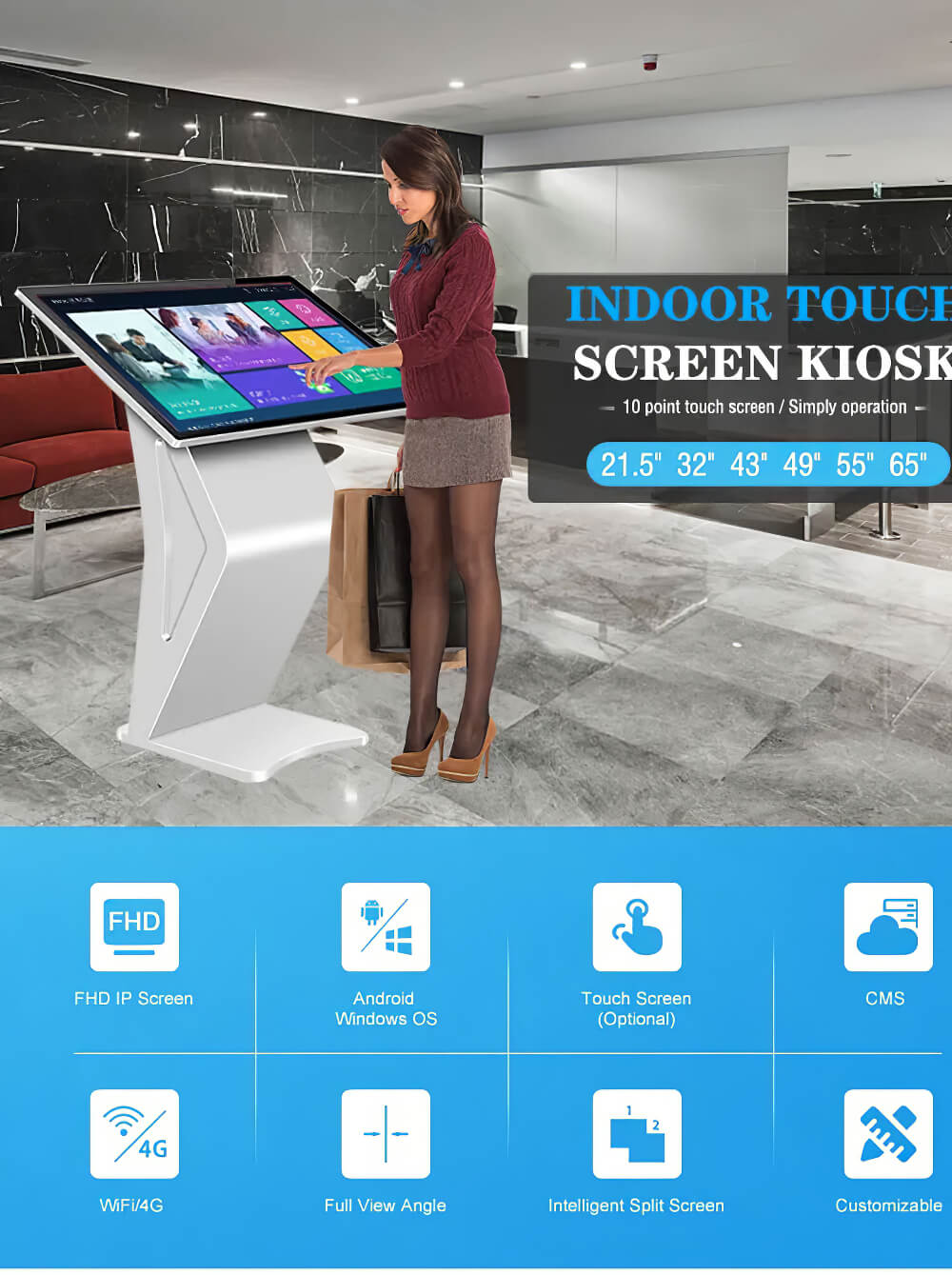 55 inch Information Touch Screen Kiosk(图1)