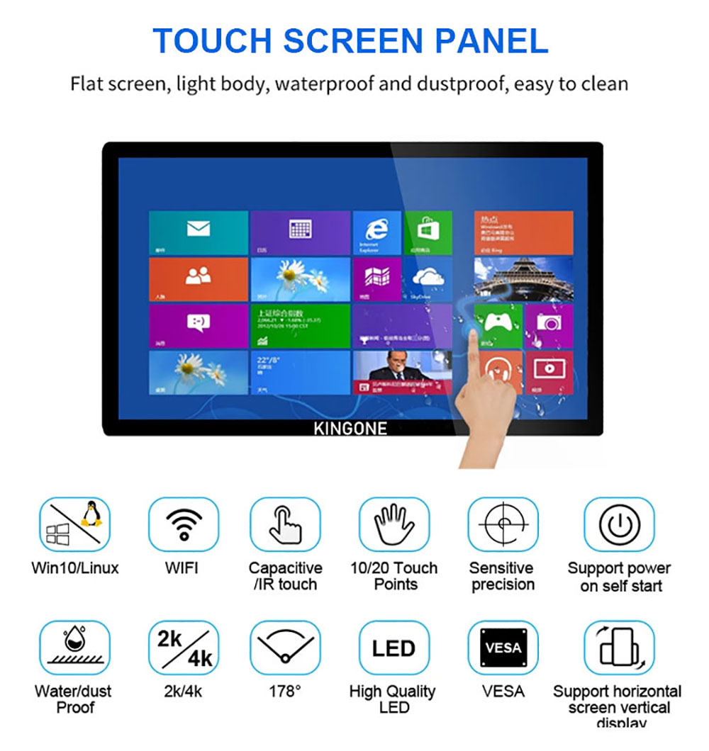 21.5 Inch Android WIFI LCD Touch Display Screen Wall Mounted Advertising Playing Equipment(图1)