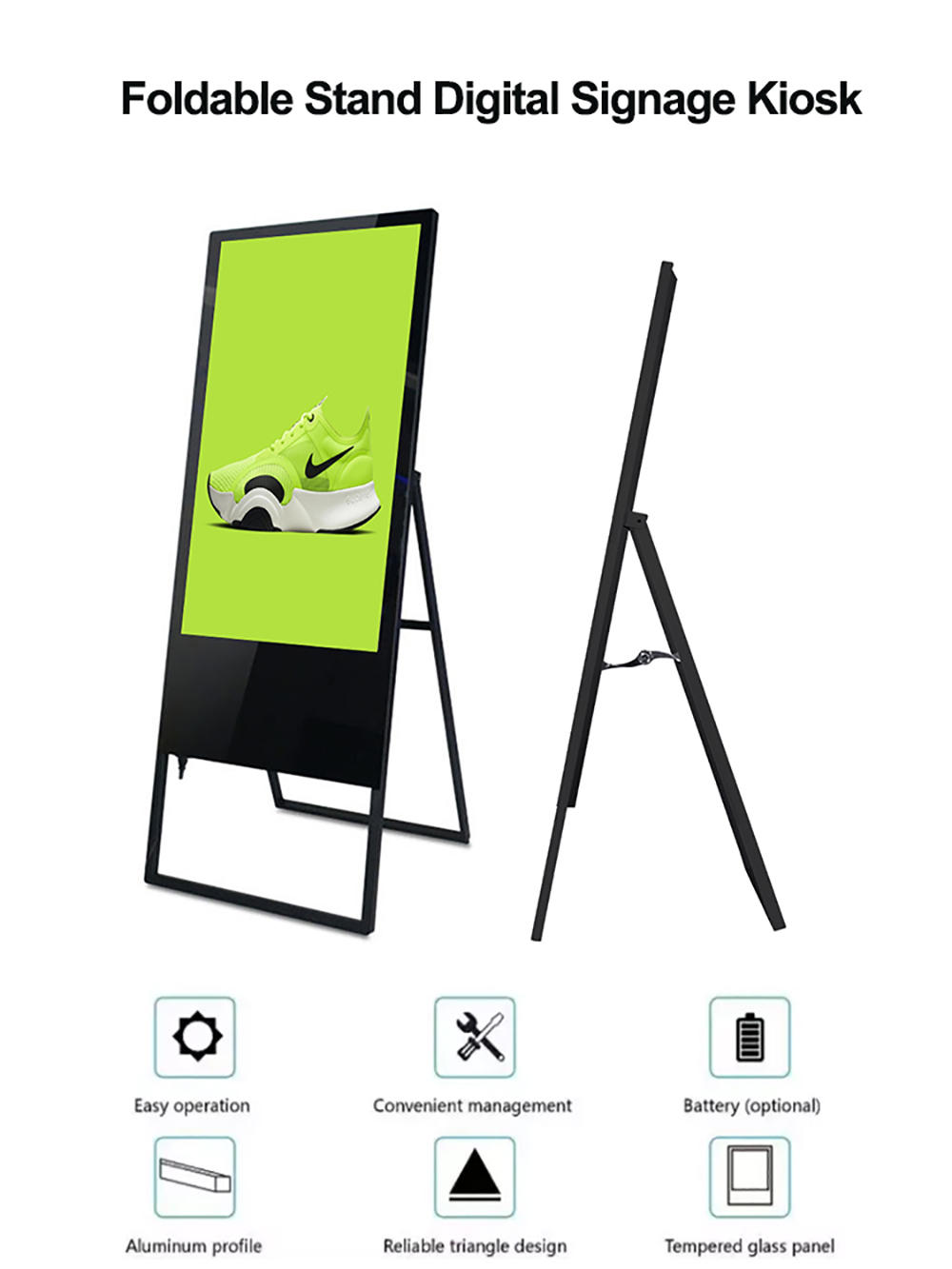 Easy moved Advertising display Floor Standing Lcd Digital Menu Board with wheels(图1)