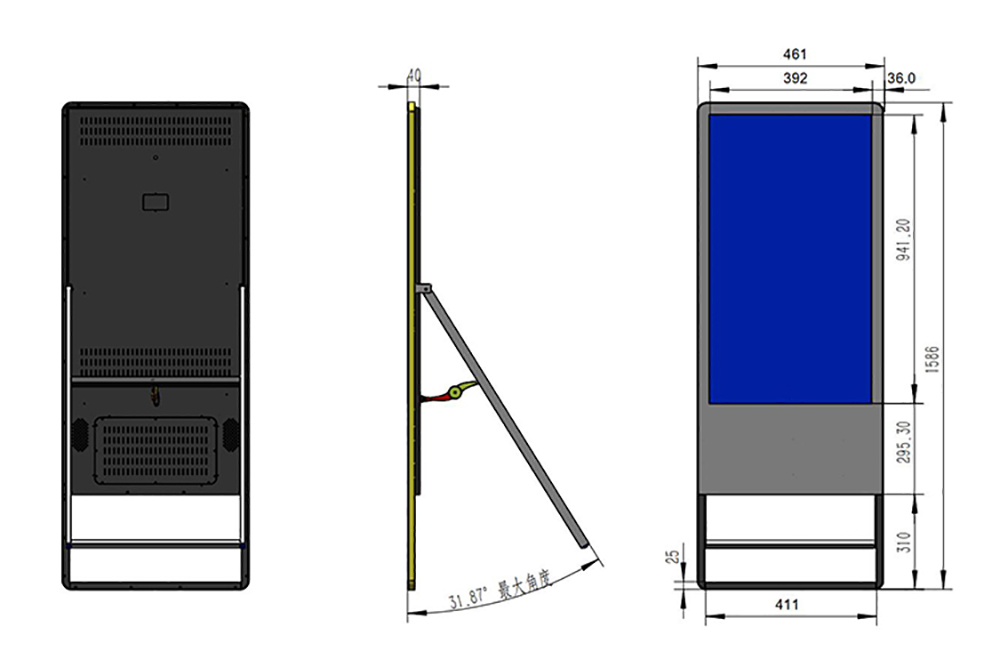 43 inch portable lcd advertising sinage display screens digital signage player kiosk(图2)