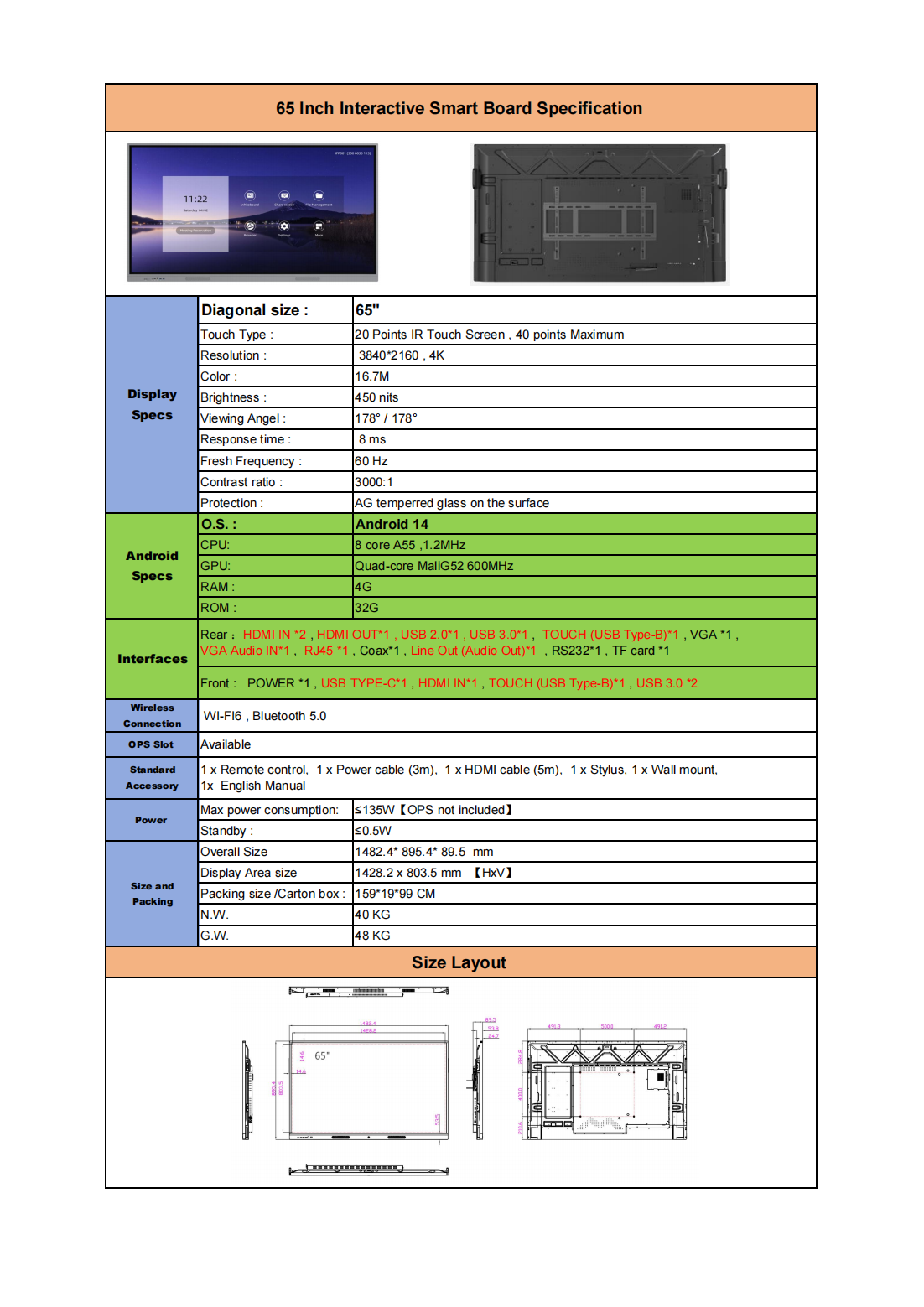 65 inch Interactive Panel(图1)